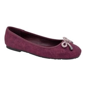 Kenneth Cole Reaction Women's Elstree Jewel Bow Ballet Flats Burgundy Size 7 1/2